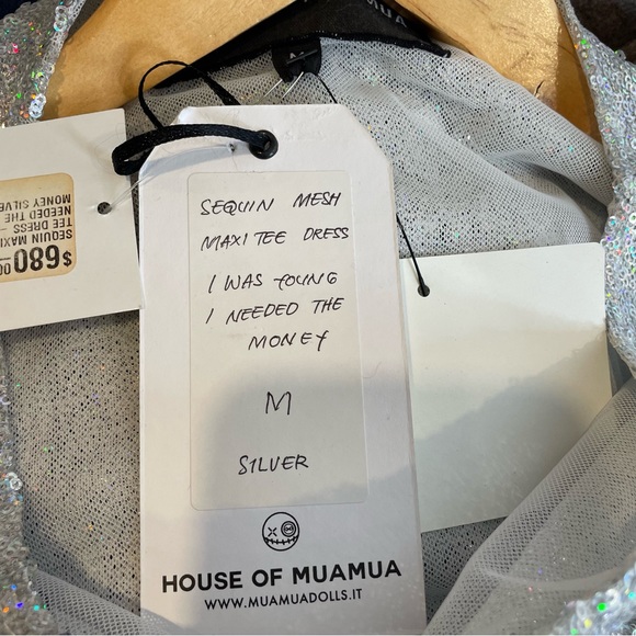 House of Mua Mua • I Was Young I Needed The Money sequined maxi tee shirt dress - Picture 11 of 13